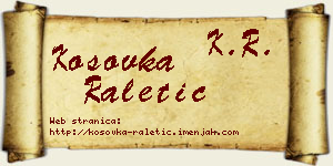 Kosovka Raletić vizit kartica